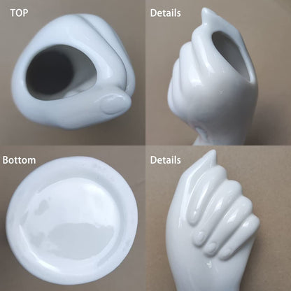 White Ceramic Vases Hand Bud Flower Vase for Decor Hhydroponic Floral Arrangement Table Decorative