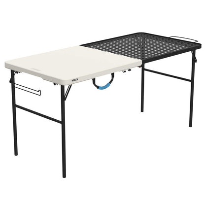 5 Foot Fold-In-Half Camping Folding Table, Indoor/Outdoor, Pumice (280875)