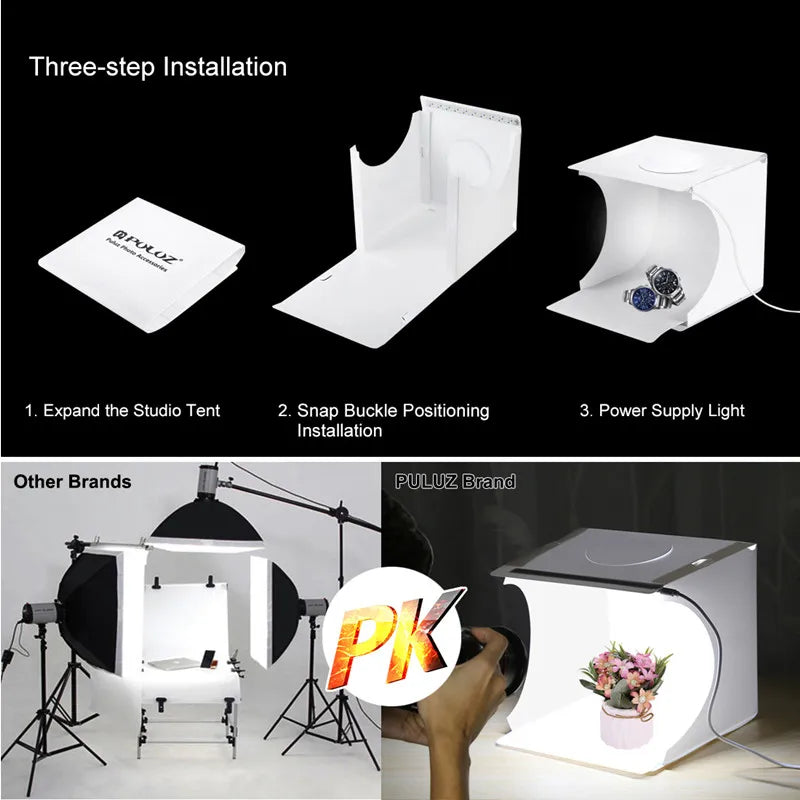 Profession Mini Folding Lightbox Photography Photo Studio Softbox Lightbox 6 Colors LED Photo Background Kit for DSLR Camera