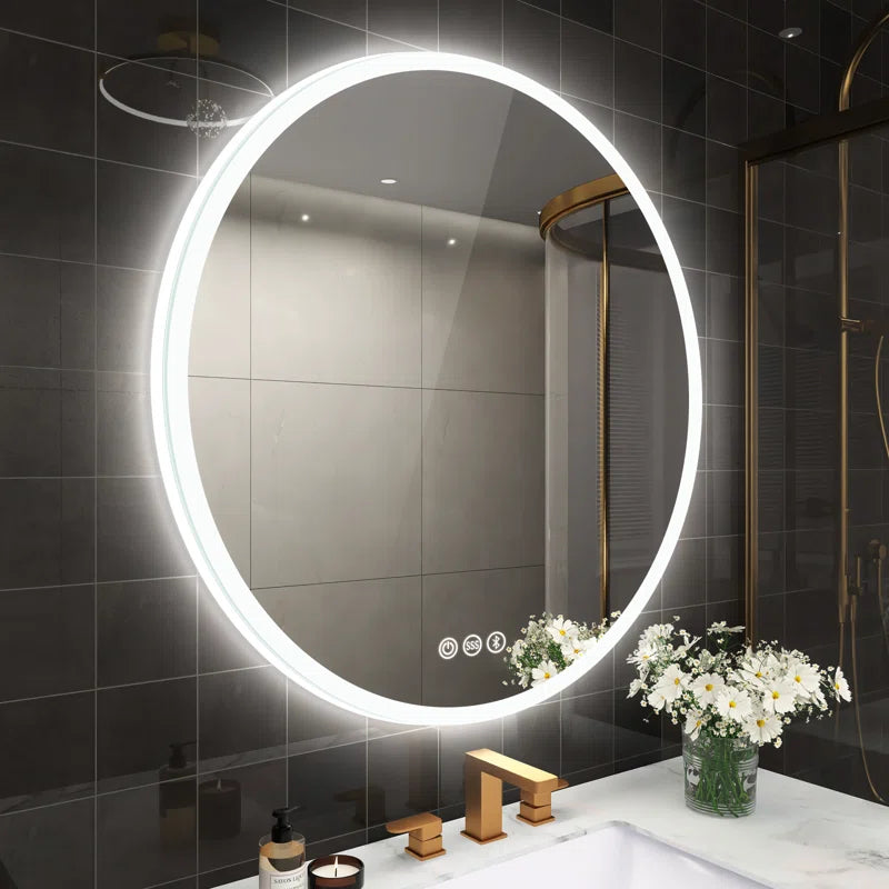 Epperly Led-Round-Bathroom-Mirror/ Led-Mirror/ Defogging/ Bluetooth Speakers/ Dimmable/ Color Adjustable