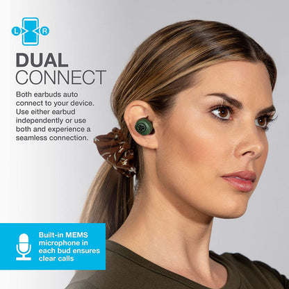 Go Air True Wireless Bluetooth Earbuds + Charging Case, Green, Dual Connect, IP44 Sweat Resistance, Bluetooth 5.0 Connection, 3 EQ Sound Settings Signature, Balanced, Bass Boost