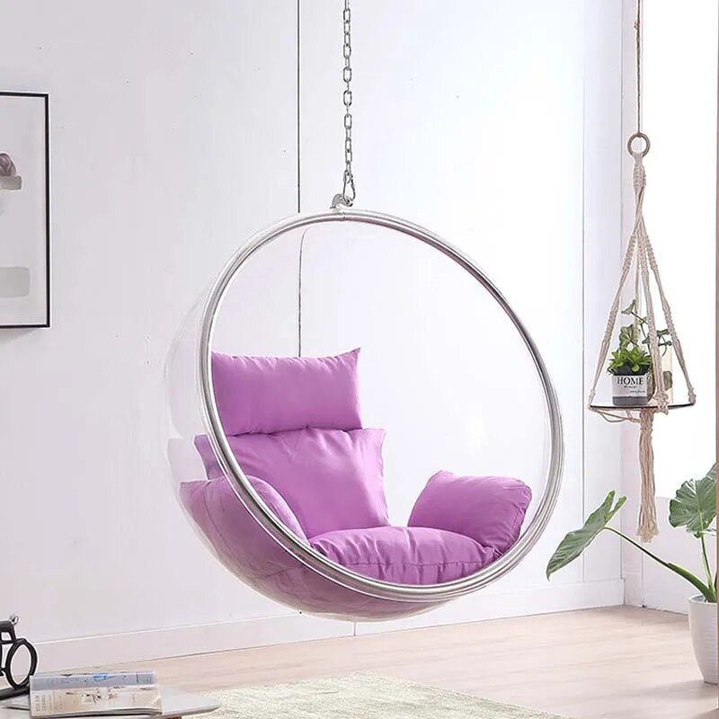 Hemisphere Hanging Chair Basket Swing Chair Transparent Acrylic Basket Ball Chair Home Living Room Garden Leisure Lounge Chair