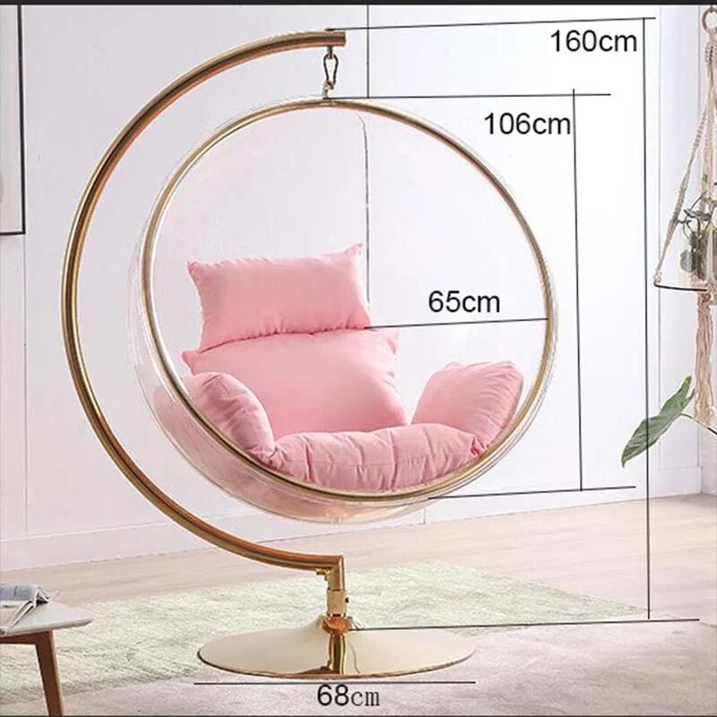 Hemisphere Hanging Chair Basket Swing Chair Transparent Acrylic Basket Ball Chair Home Living Room Garden Leisure Lounge Chair