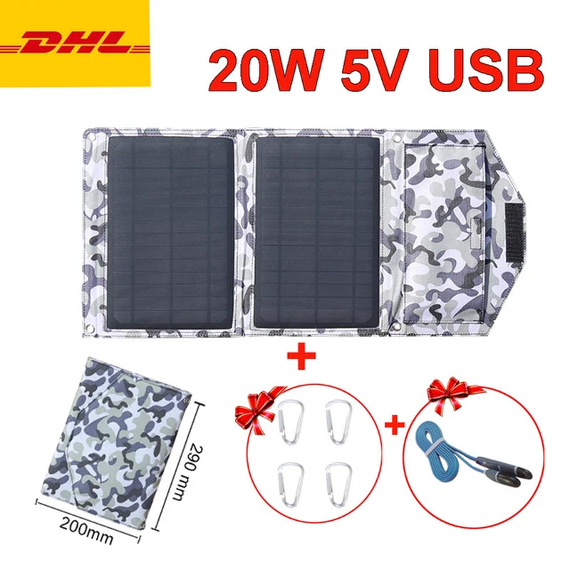 40W Foldable Solar Panel 5V Usb Portable Solar Mobile Phone Charger Power Bank Camping Hiking Backpack Outdoor DHL Freeshipping