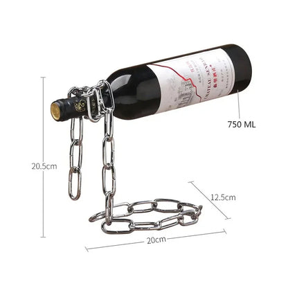 Suspended Chain Red Wine Rack Hanging Metal Wine Holder Wine Bottle Stand Holder Restaurant Decoration Living Room Bar Ornaments