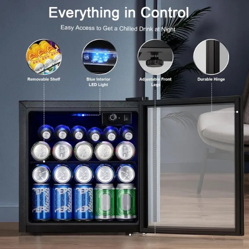 Antarctic Star 12 Bottle/48 Can Beverage Refrigerator, Wine Cooler/Cabinet, Mini Drink Fridge, Clear Front Glass Door