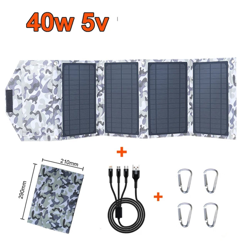 40W Foldable Solar Panel 5V Usb Portable Solar Mobile Phone Charger Power Bank Camping Hiking Backpack Outdoor DHL Freeshipping