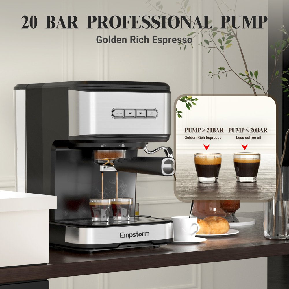 Espresso Machine 20 Bar, Espresso Coffee Maker with Milk Frother Steam Wand, Semi-Automatic Dual-Nozzle Espresso Machine,Automatic Power-Off Function (Espresso Machine)