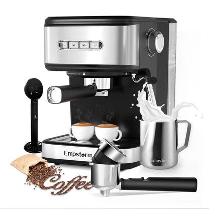 Espresso Machine 20 Bar, Espresso Coffee Maker with Milk Frother Steam Wand, Semi-Automatic Dual-Nozzle Espresso Machine,Automatic Power-Off Function (Espresso Machine)