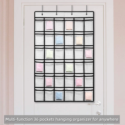 Classroom Pocket Chart for Cell Phone and Calculator Holder, 36 Clear Pocket Chart Organizer for Classroom Cellphone Storage with 36 Number Sticker Size:38.5X25.7 Inch (White-2Pack)