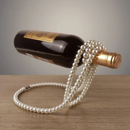 Creative Floating Wine Holder Pearl Necklace Rack Champagne Wine Bottle Suspended Holder Wine Cabinet Ornaments Bar Crafts