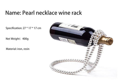 Creative Floating Wine Holder Pearl Necklace Rack Champagne Wine Bottle Suspended Holder Wine Cabinet Ornaments Bar Crafts