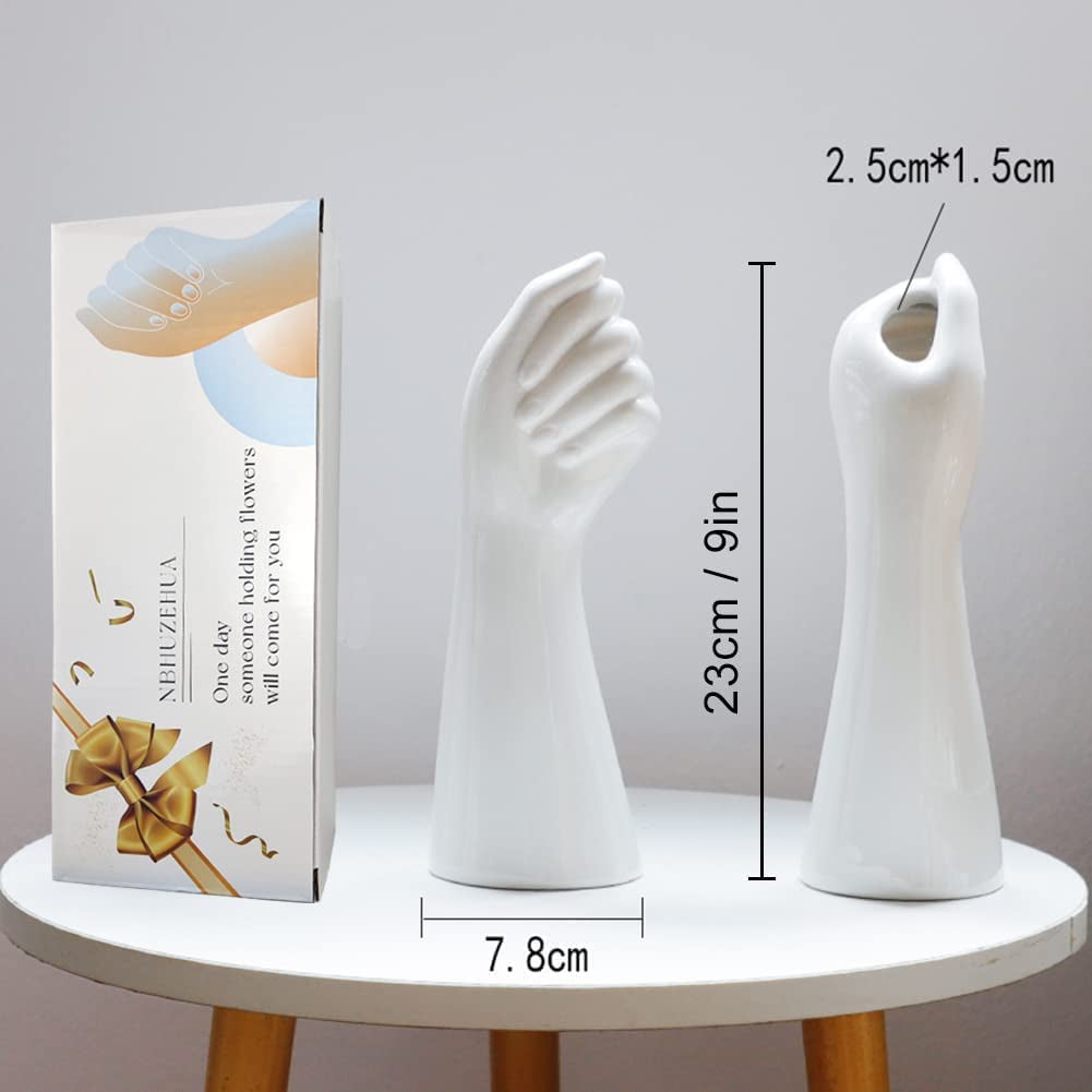 White Ceramic Vases Hand Bud Flower Vase for Decor Hhydroponic Floral Arrangement Table Decorative