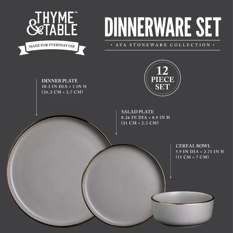 Dinnerware Ava Stoneware, 12 Piece Set