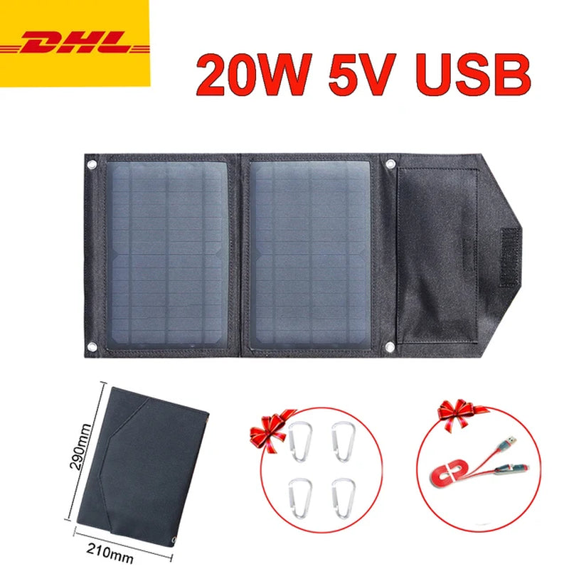 40W Foldable Solar Panel 5V Usb Portable Solar Mobile Phone Charger Power Bank Camping Hiking Backpack Outdoor DHL Freeshipping